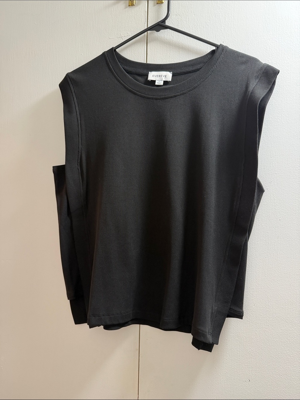 Evereve Black Ribbed Muscle Tank